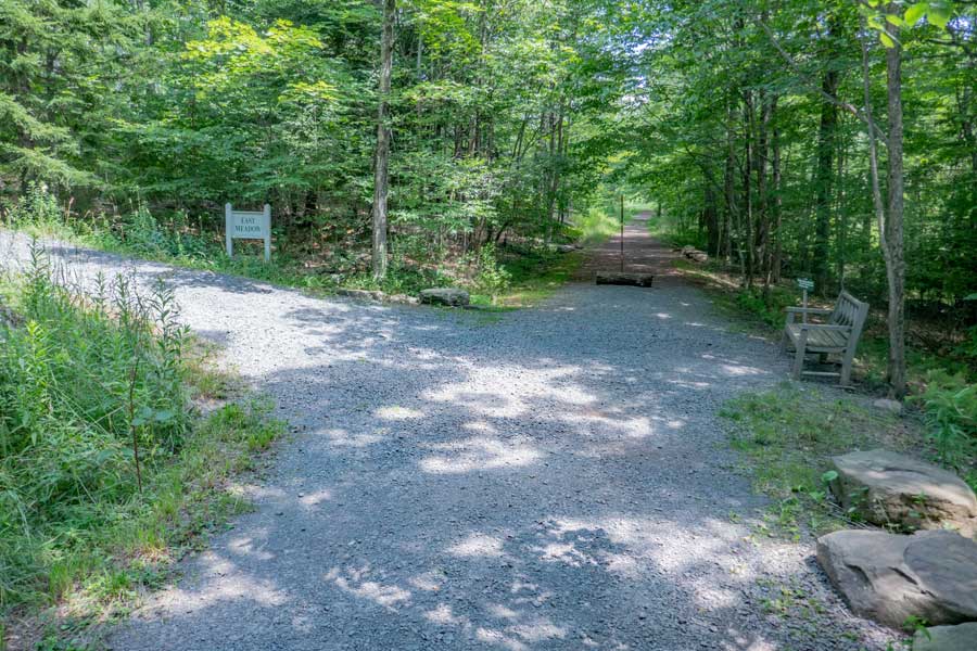 trail junction for the East Meadow Trails in the Mountain Top Arboretum