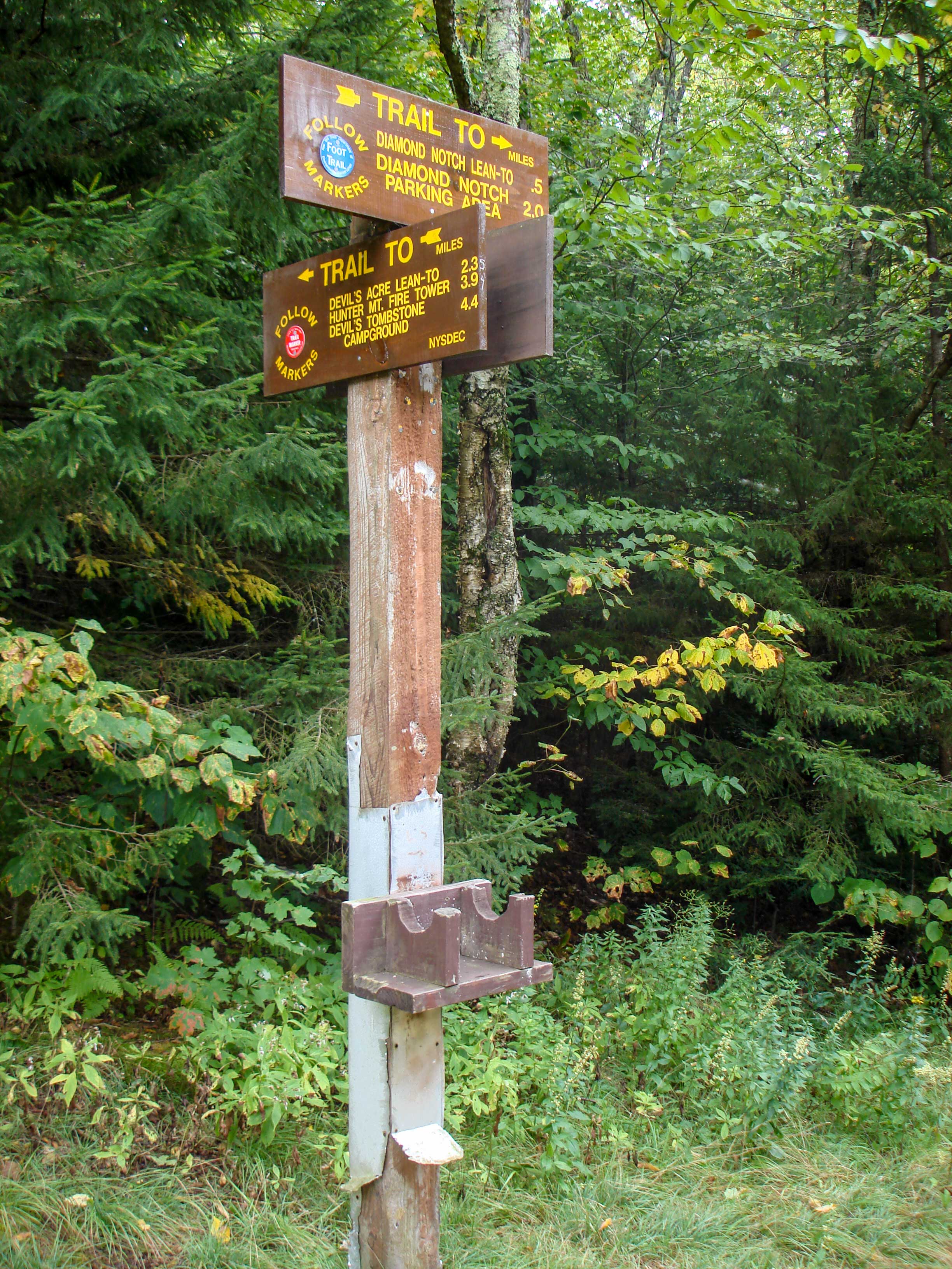 dec sign and trail junction by Diamond Falls