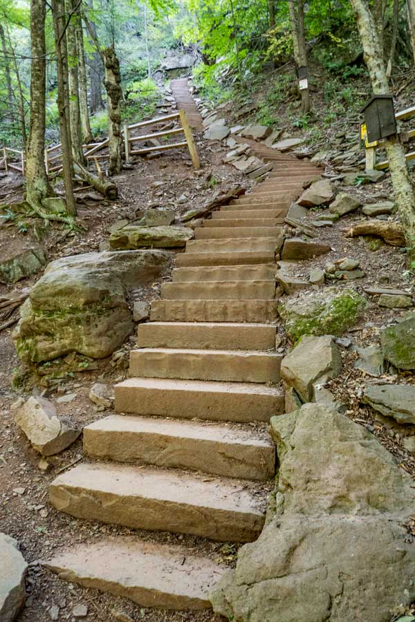 stairs down to the middle pool of kaaterskill falls