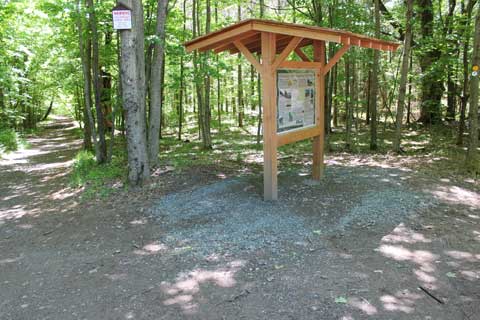 kiosk at the trail head for the kaaterskill rail trail at the end of laurel house road