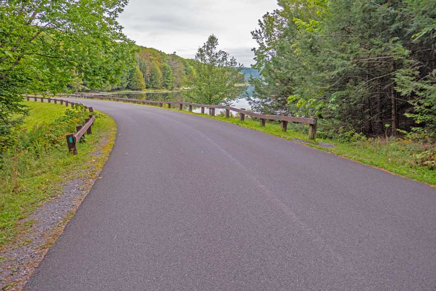 View of South Lake from South Lake Road and the intersection of trail on the south side of North & South Lakes.