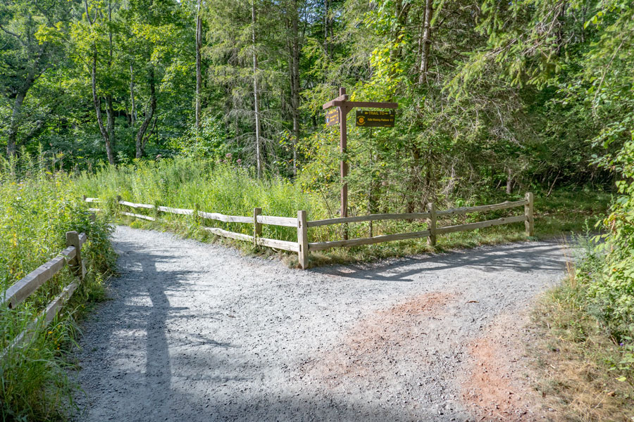 trail junction for the escarpment trail and kaaterskill falls viewing platform