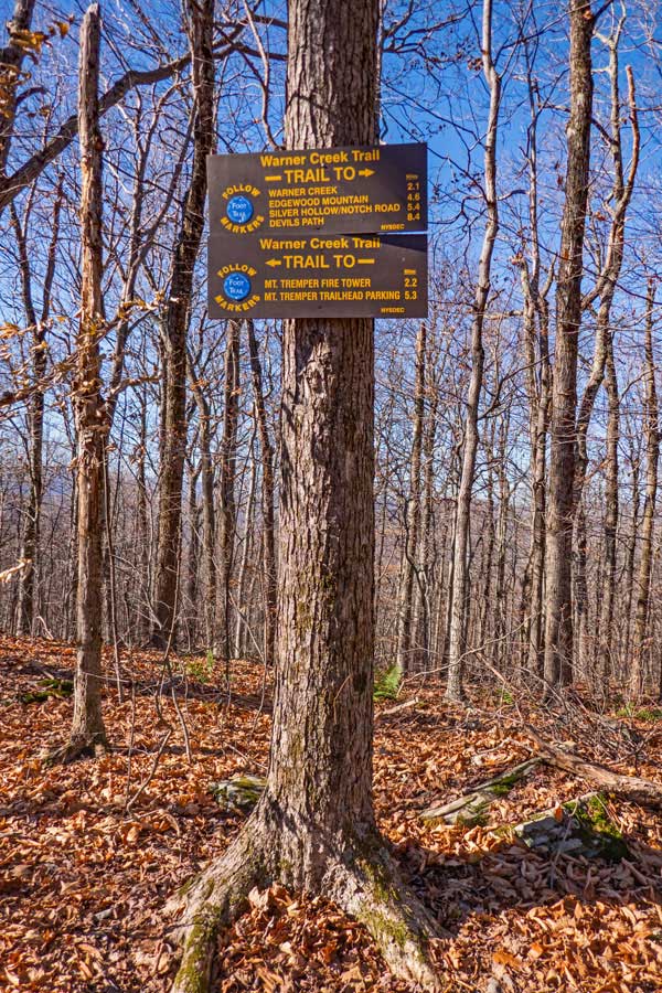Trail sign at the Willow Trail junction on the Warner Creek Trail