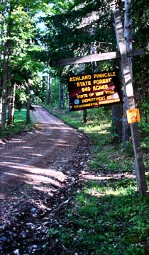 sign at the DEC service road to ashland pinnacle wild forest