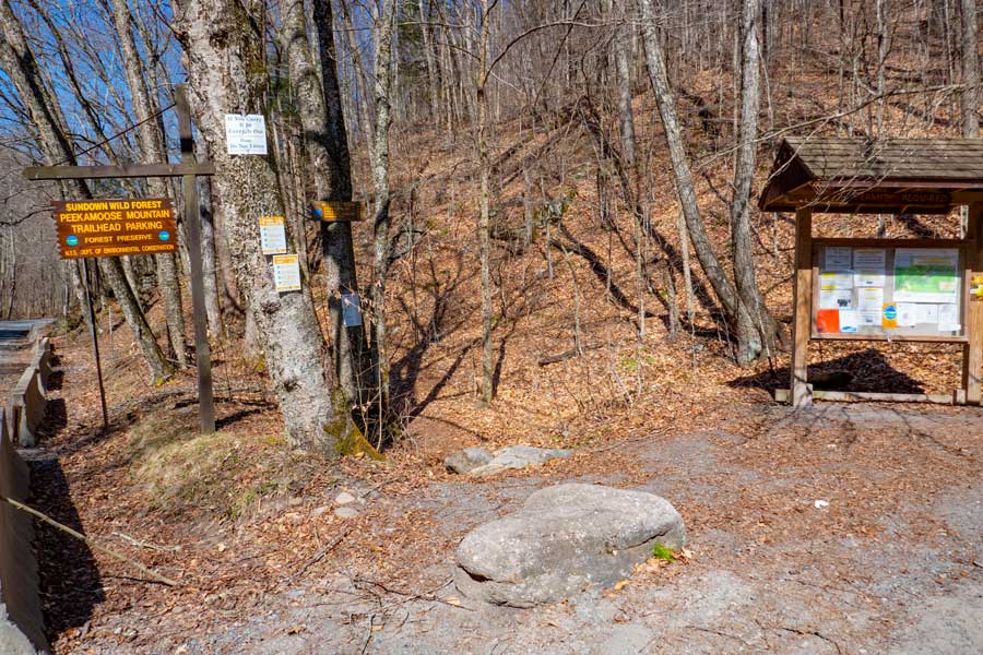Trail Head for Peekamoose Table Trail on Peekamoose Road in the Sundown Wild Forest