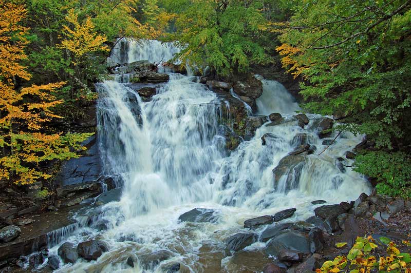 bastion falls at moderate water in the catskill mountains