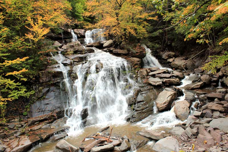 bastion falls at low to moderate water in the catskill mountains
