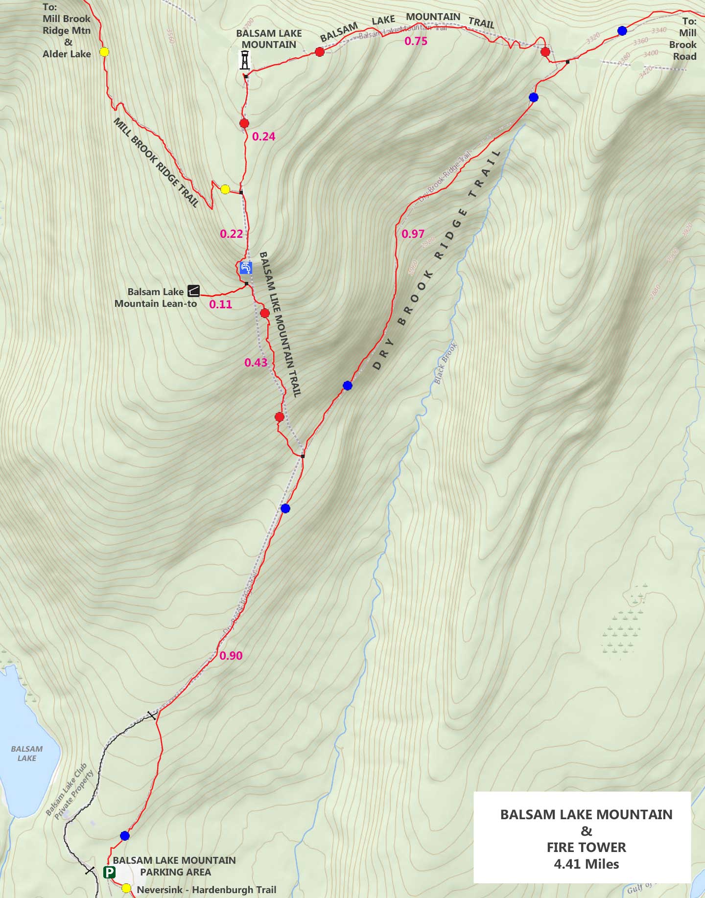 Map of the Dry Brook Ridge Trail