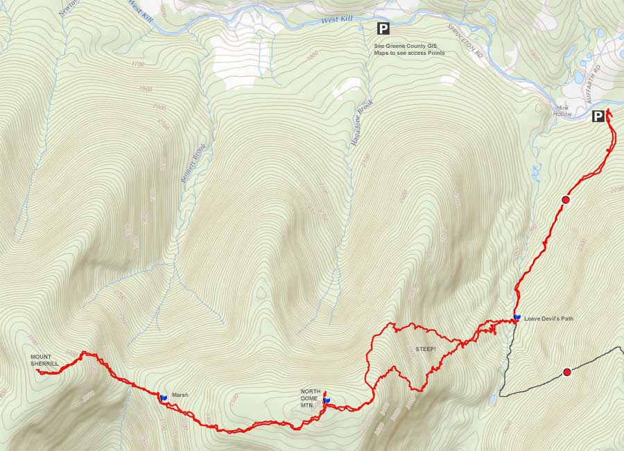 North Dome & Sherrill Mountain GPS map