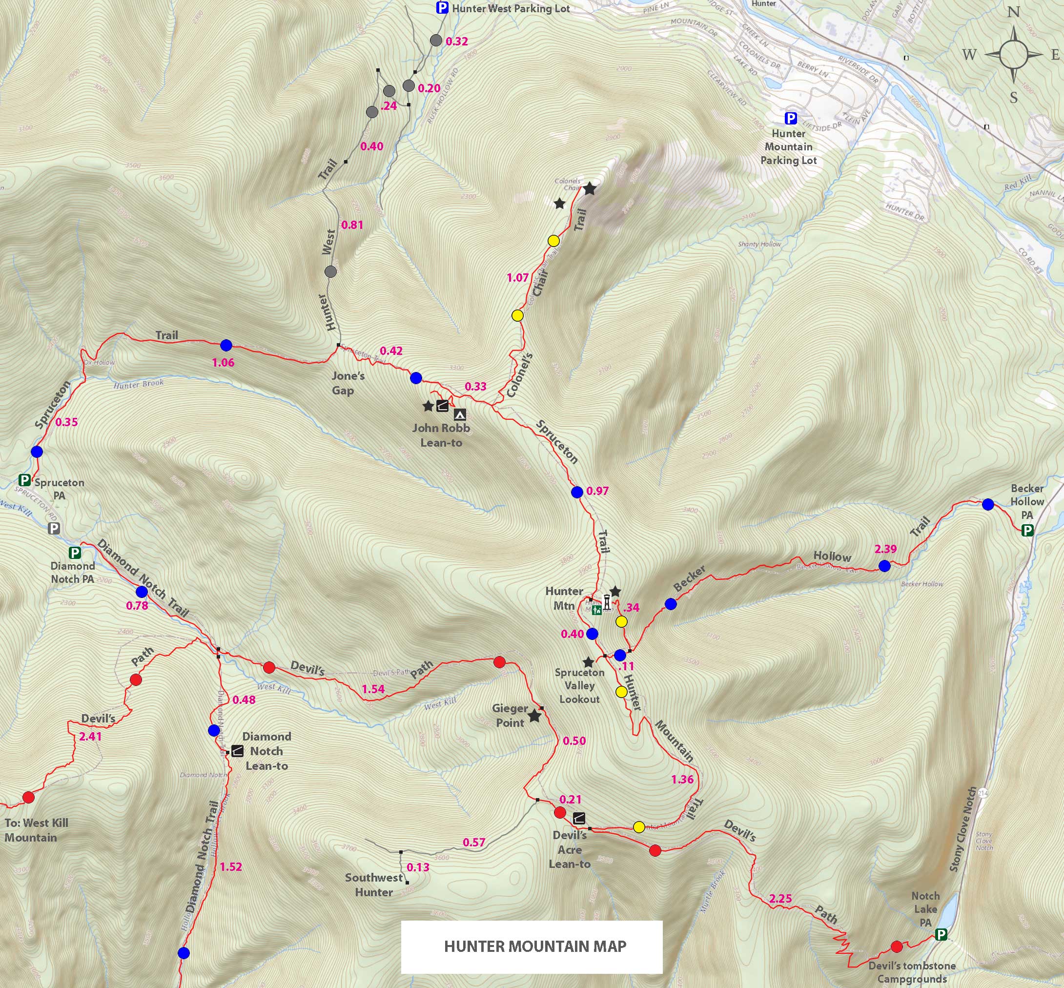 Hunter Mountain Loop GPS large and extensive map