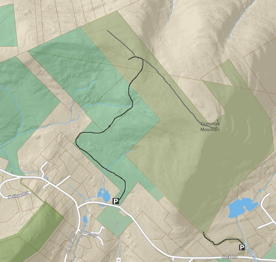 Map of private property around the trail to Ticetonyk View Point trail