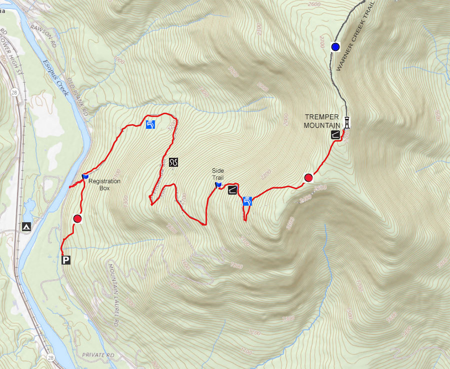 Map of Tremper Mountain Trail