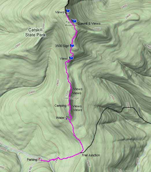 Giant Ledge Panther Mountain GPS map