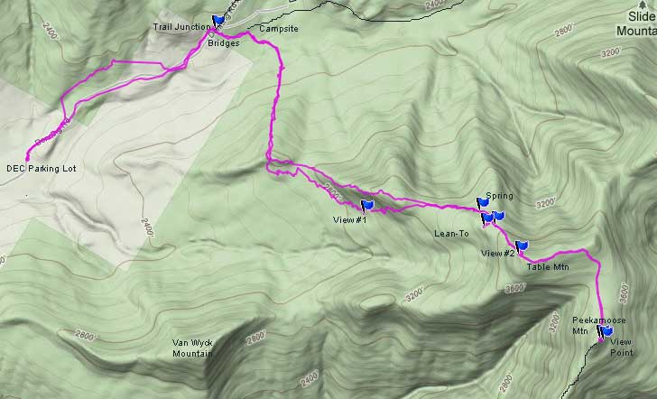 table and peekamoose mountain GPS map
