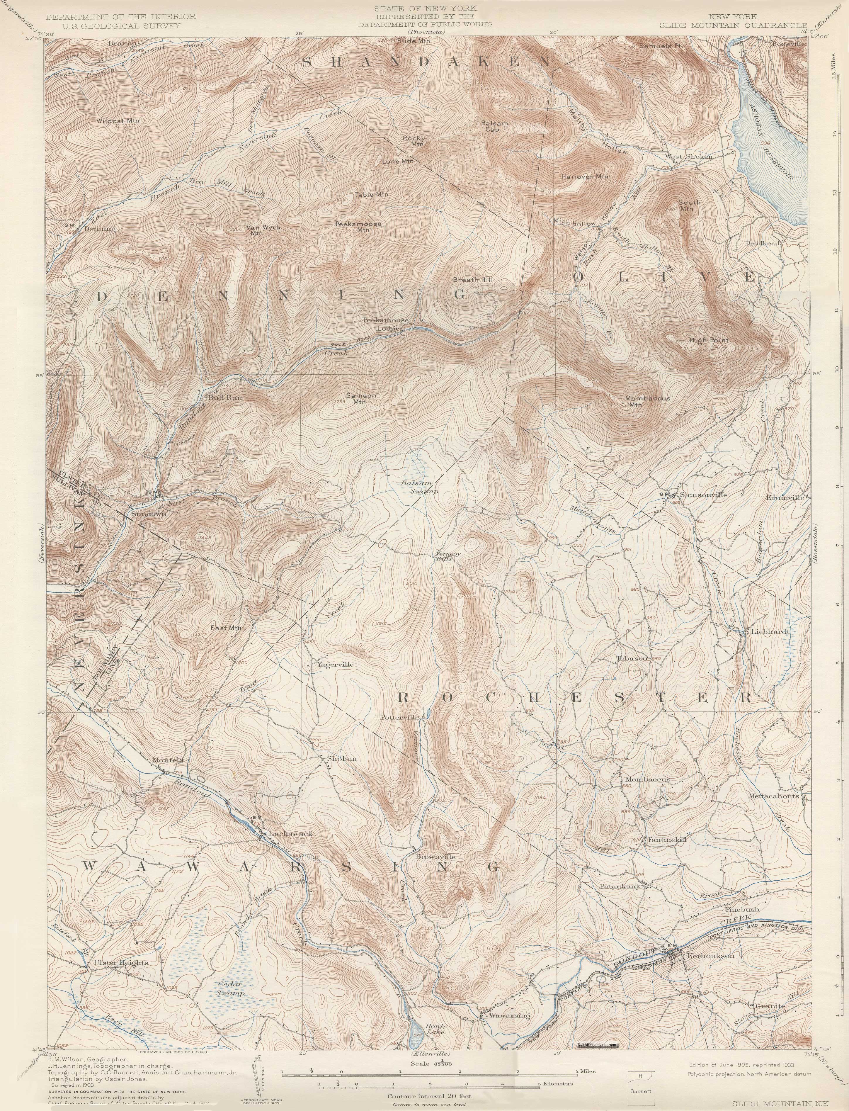 1905 USGS topographical map of Slide region