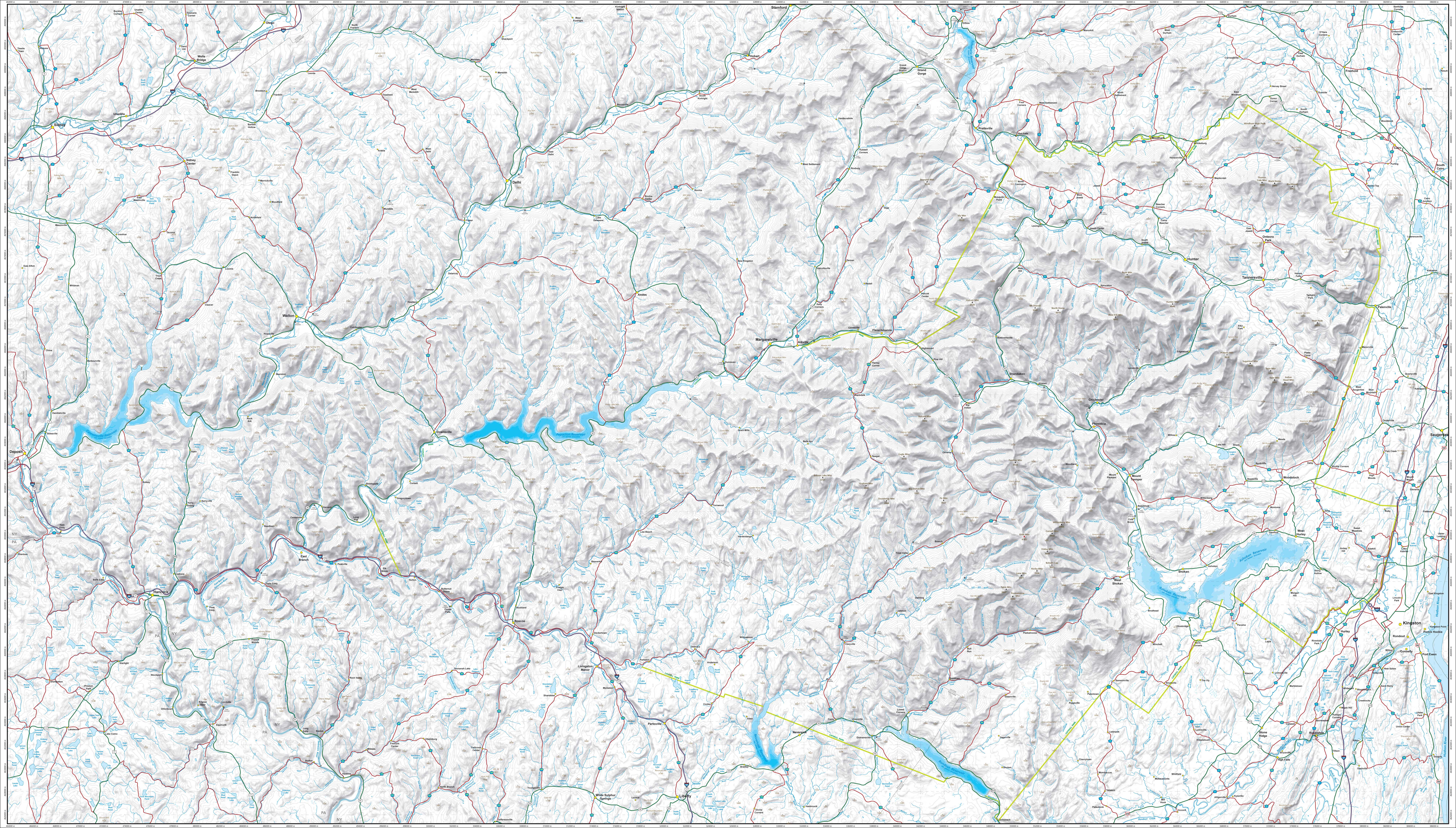 topo map of the catskill mountains