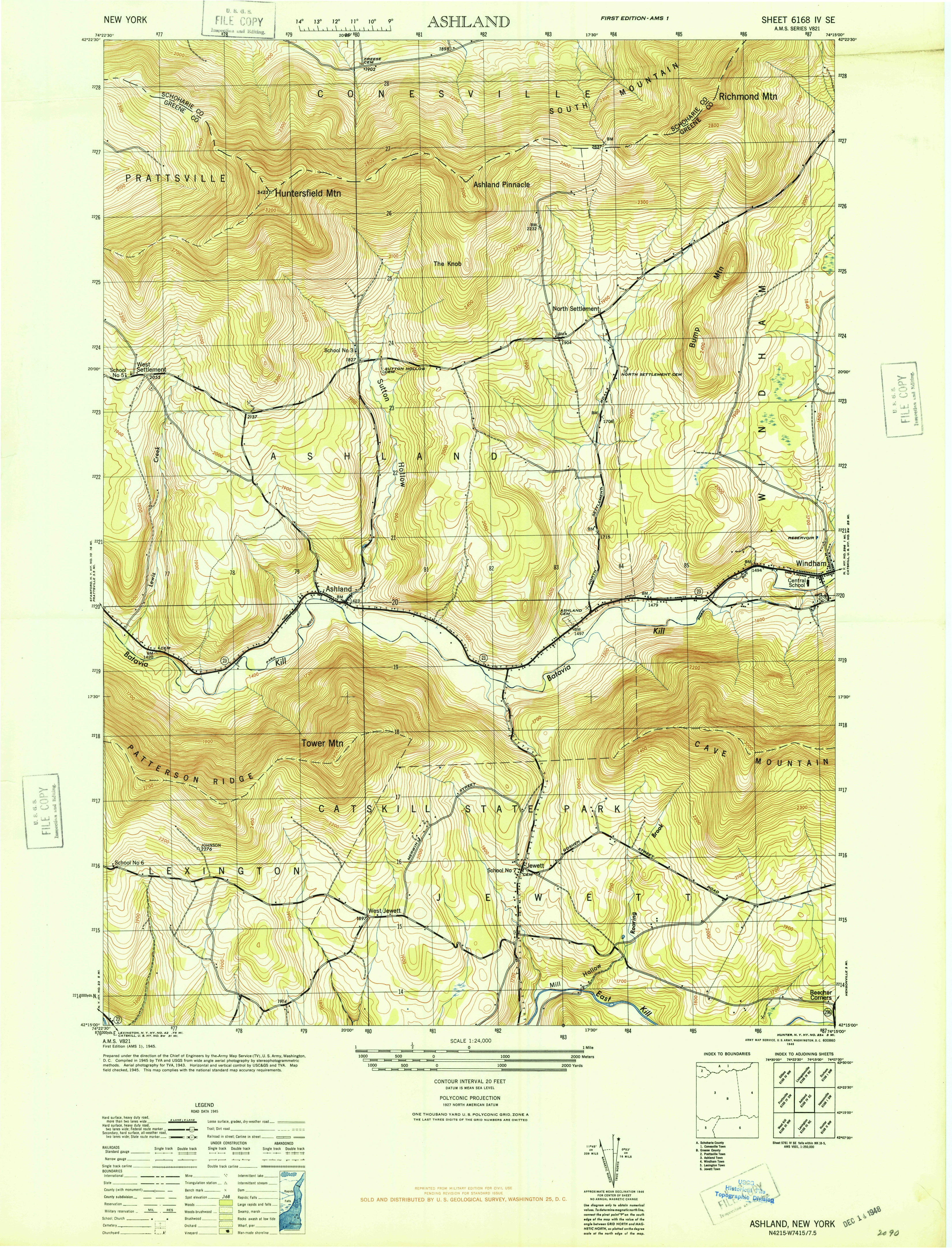 1946 USGS topographical map of Ashland