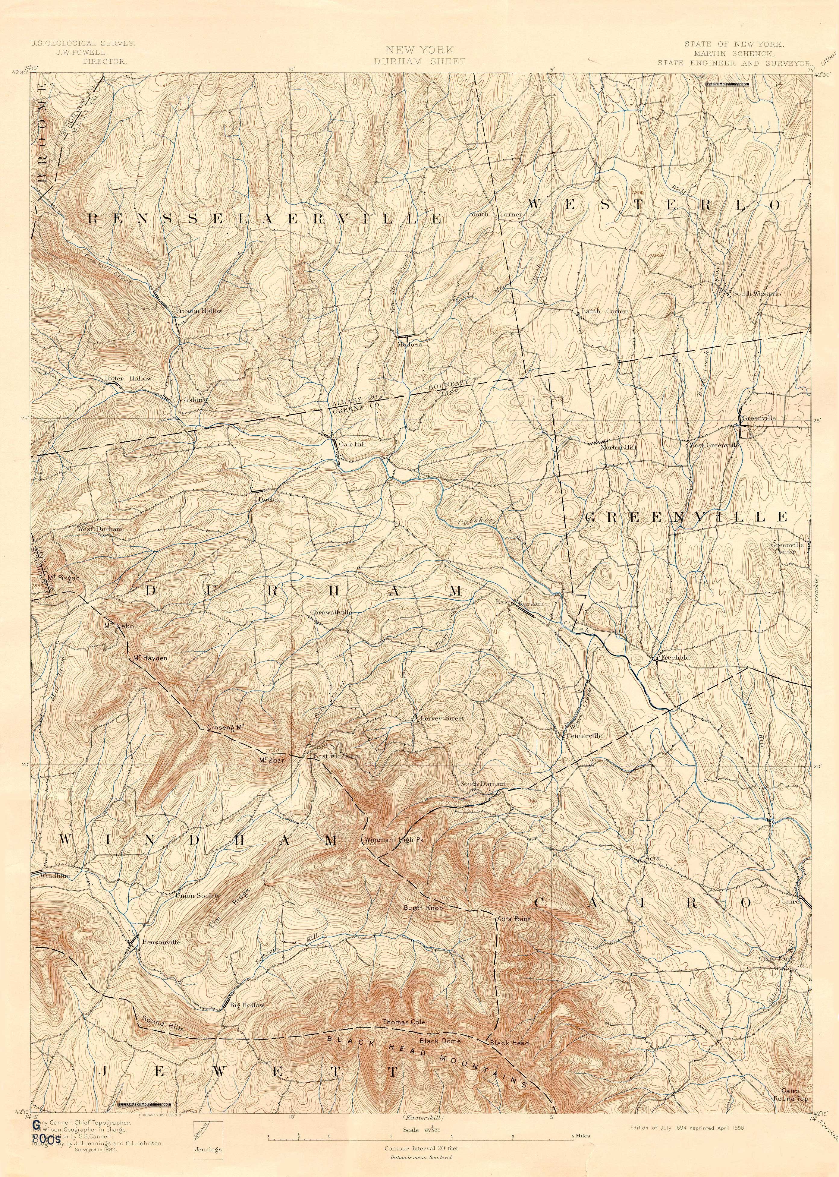 1894 USGS topographical map of Durham