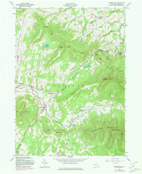 usgs top map of hensonville quad