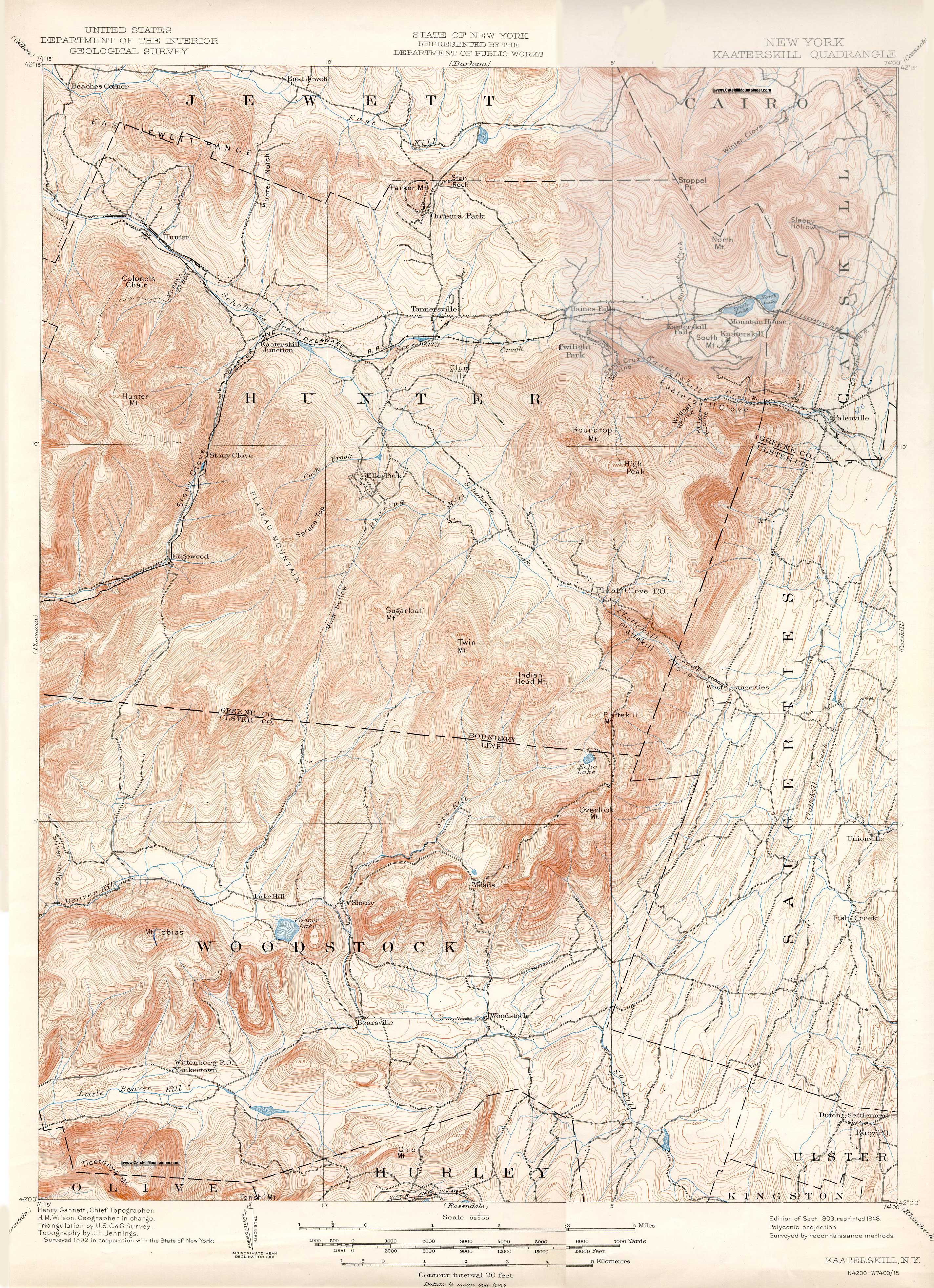 1903 USGS topographical map of Katerskill