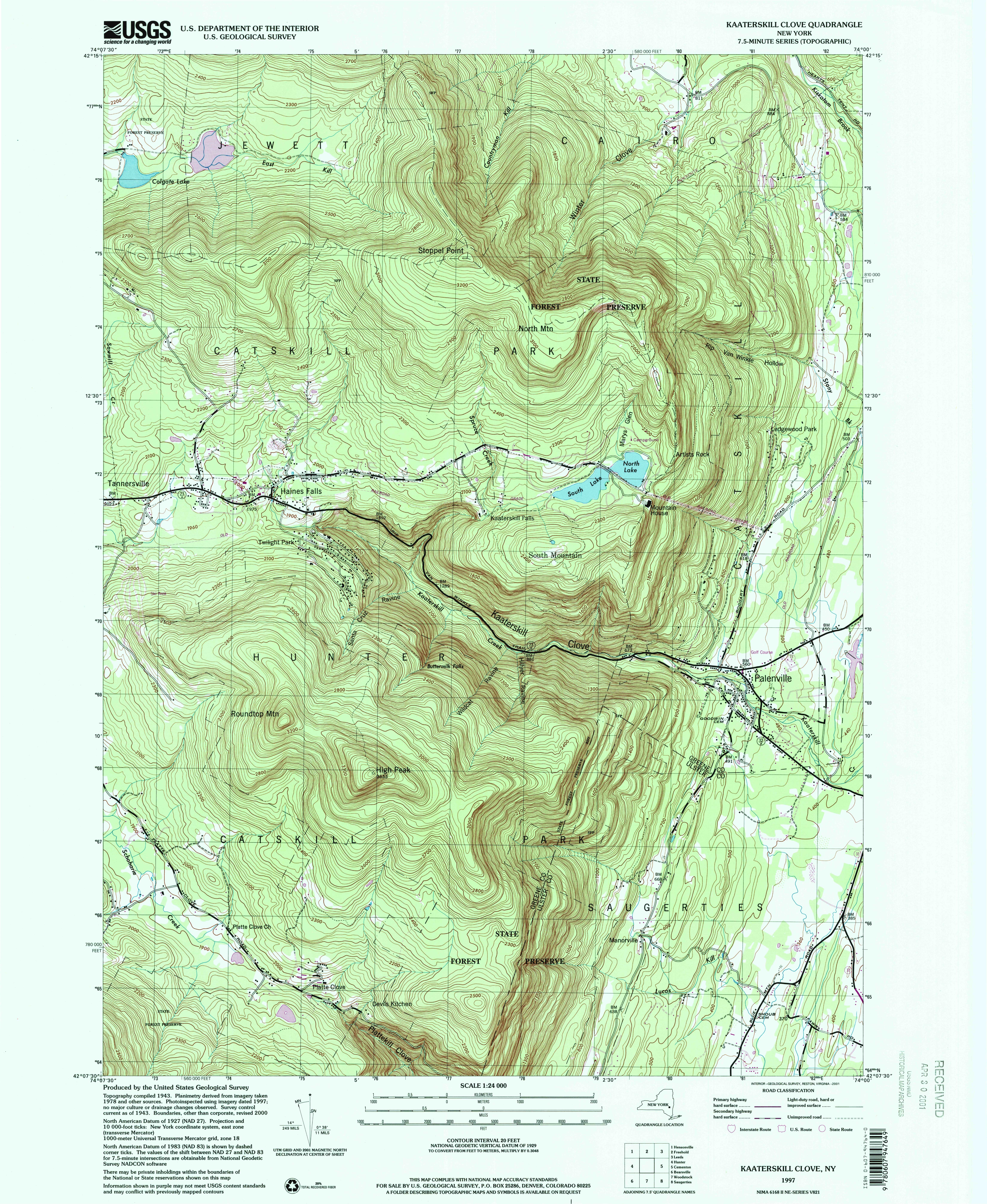 1997 USGS topographical map of Katerskill