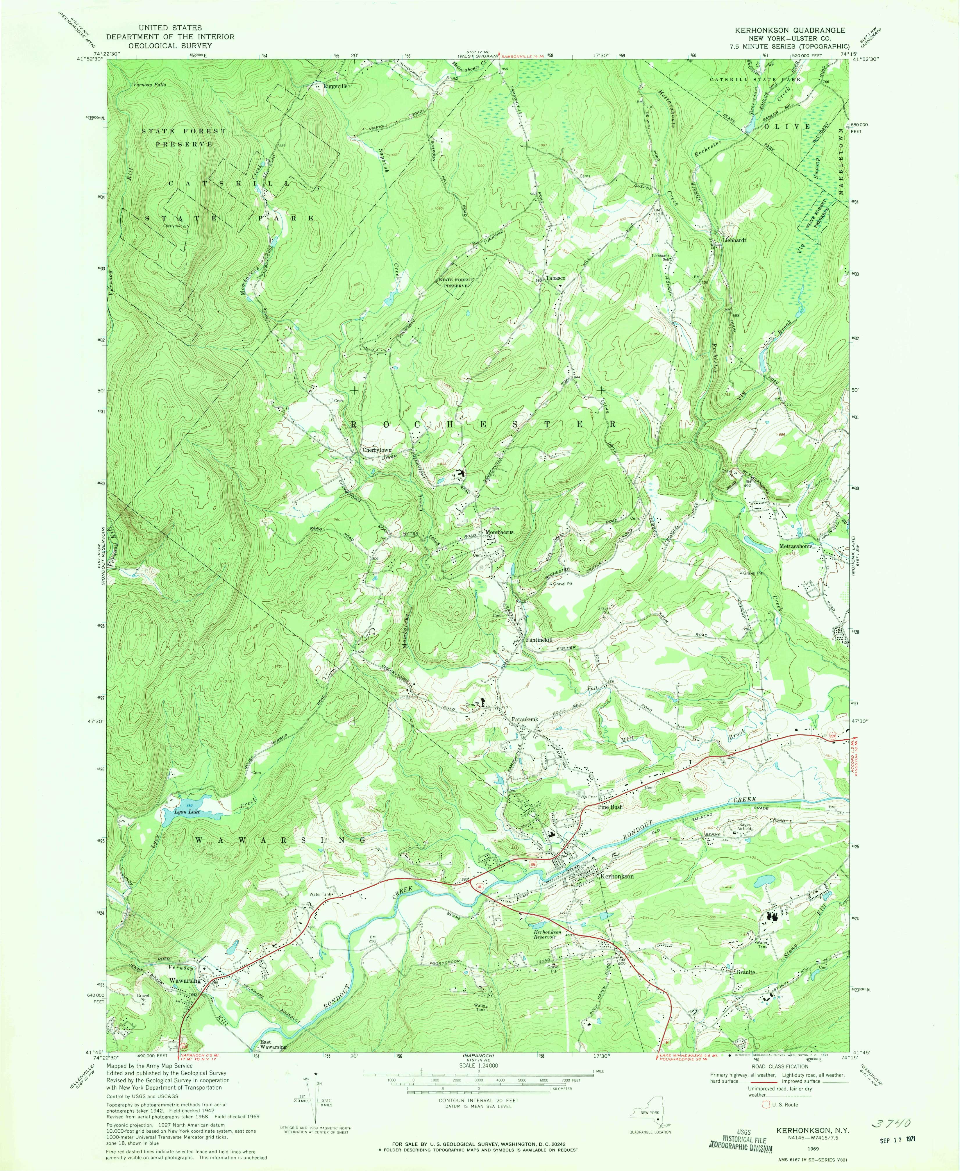 1997 USGS topographical map of Kerhonkson