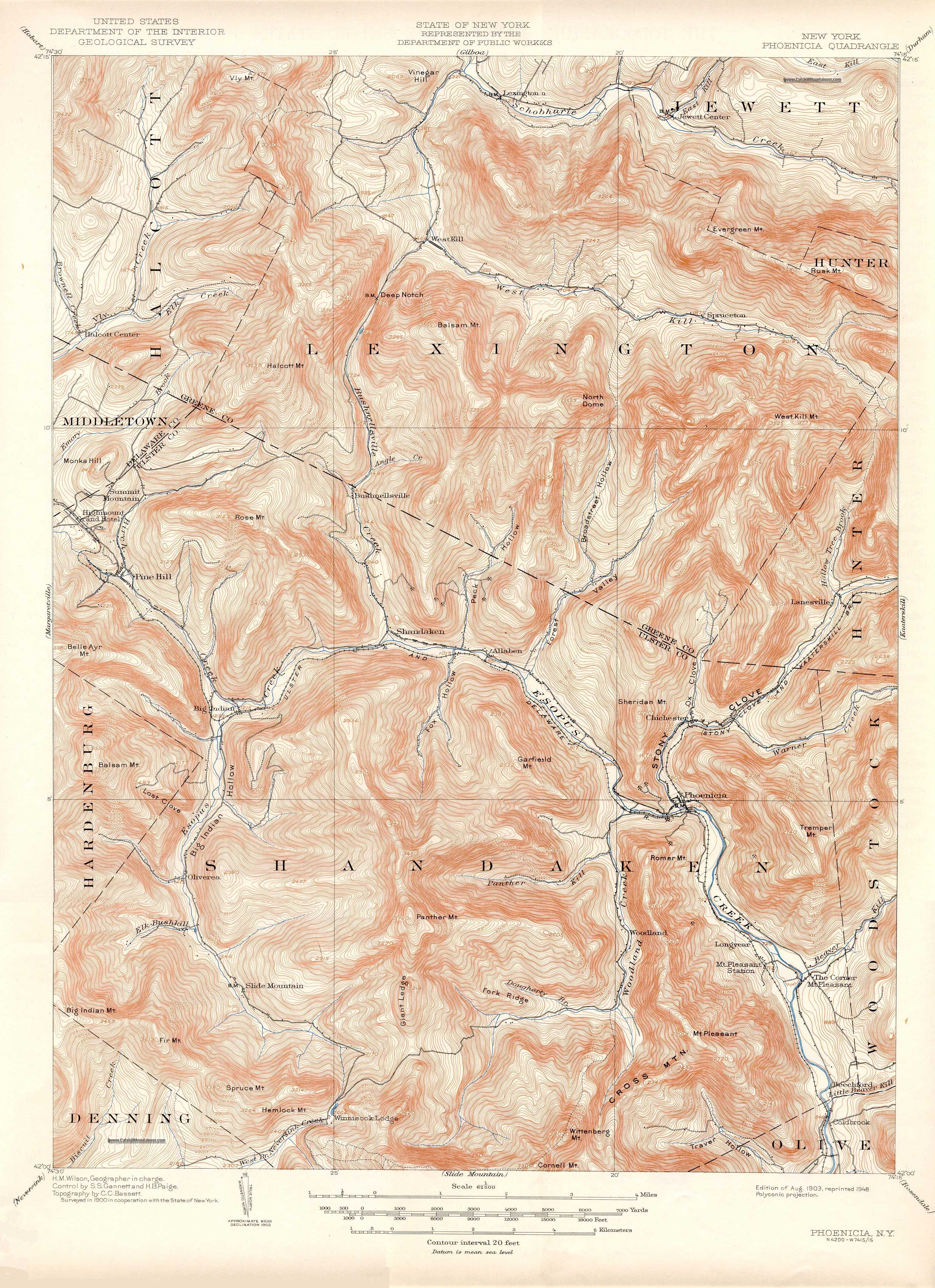 1903 USGS topographical map of Phoenicia