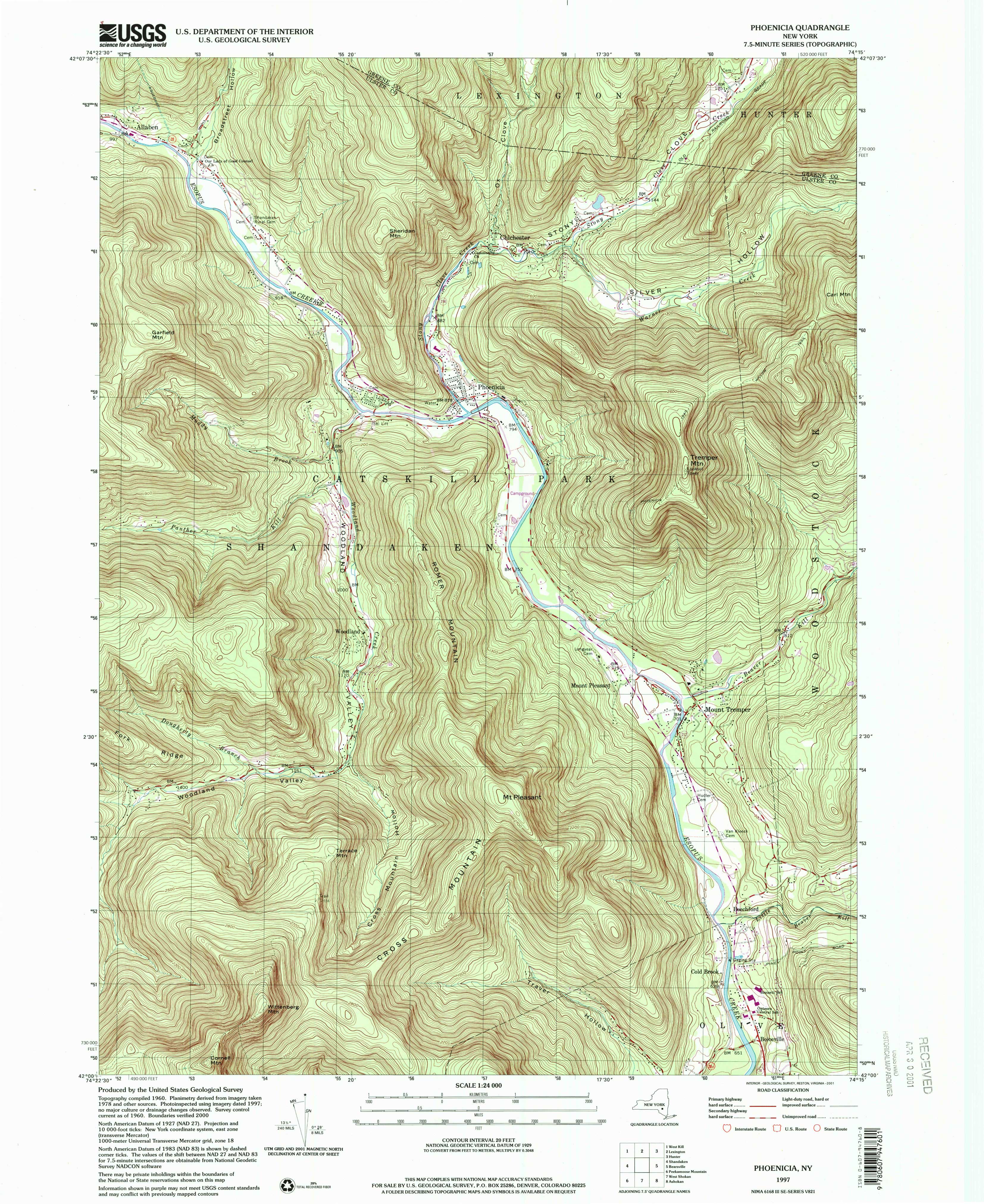 1997 USGS topographical map of Phoenicia