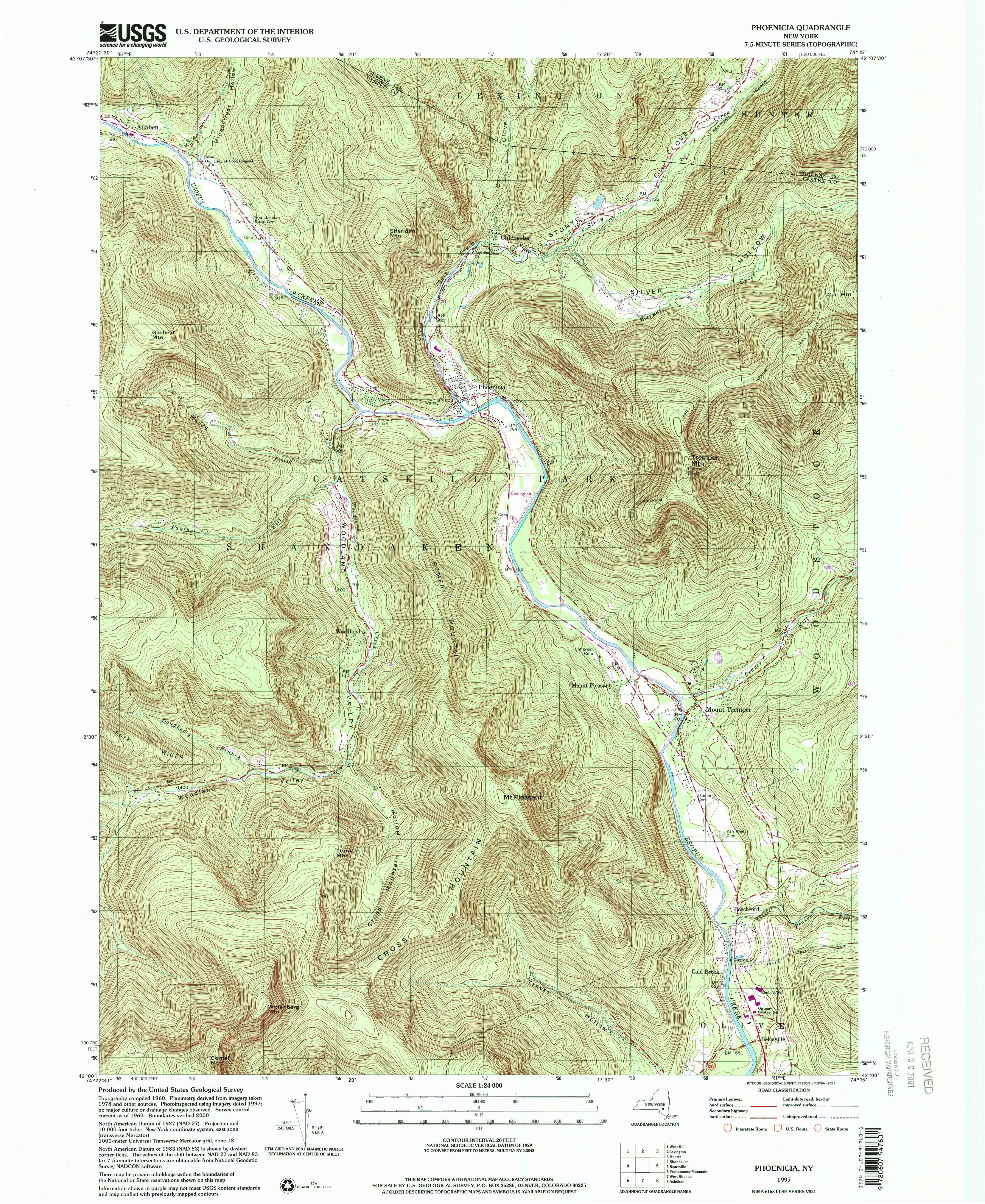 1997 USGS topographical map of Phoenicia