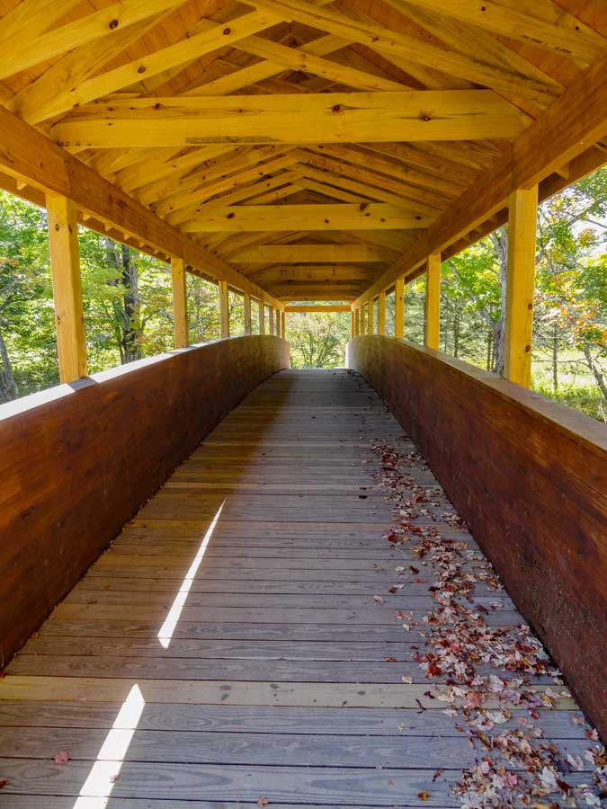 view of the interior of the Covered Bridge on the Spur Trail of the Windham Path