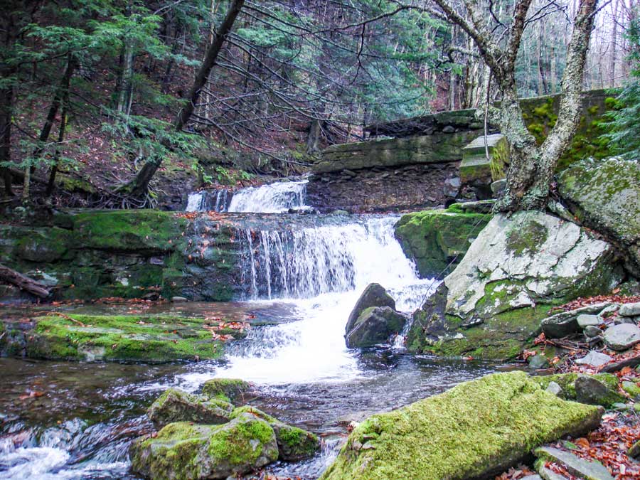 waterfall below the dam on the Becker Hollow Trail