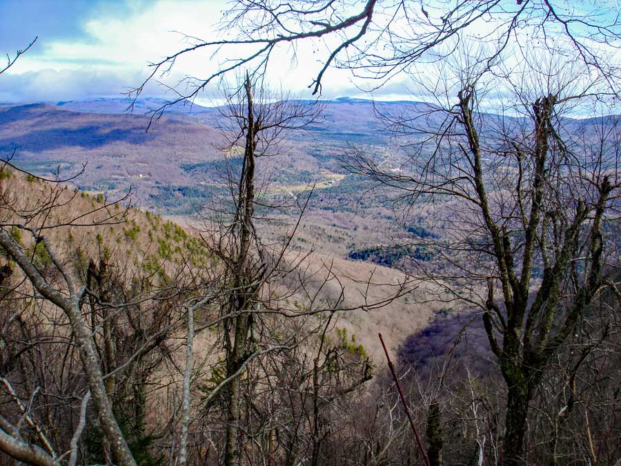 seasonal view of tannersville from the Becker Hollow Trail near summit of Hunter Mountain