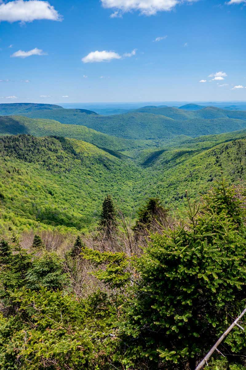 View over valley towards Lanesville, NY from Buck Ridge Lookout rock on West Kill Mountain