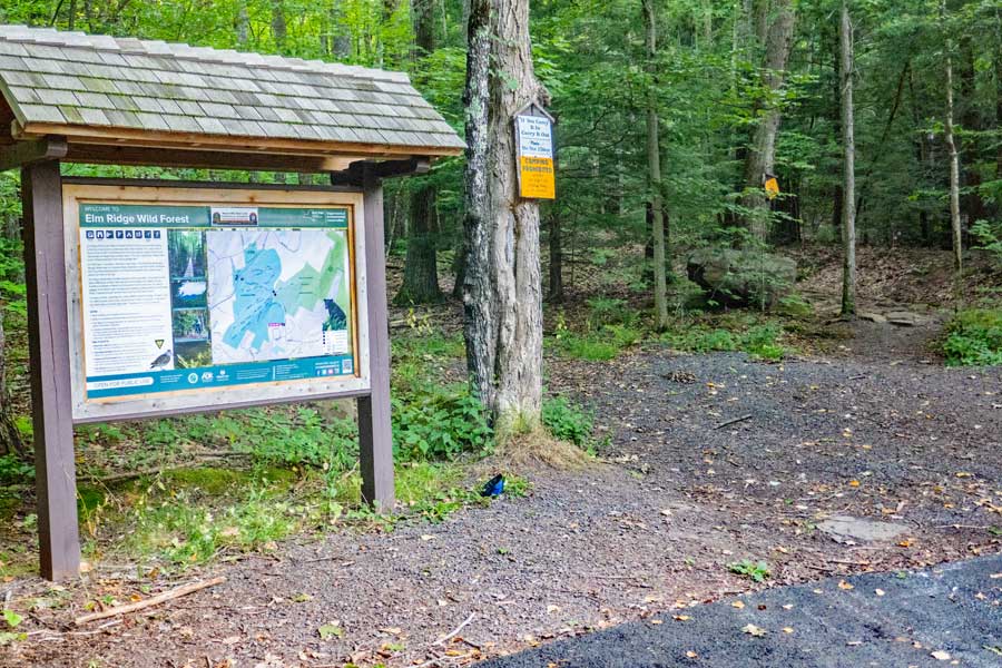 Trailhead for the Elm Ridge Trail from the Peck Road Parking Area