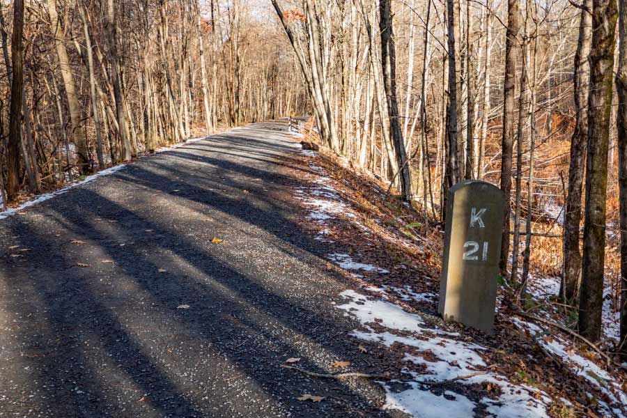 Mile Post 21 on the Ashokan Rail Trail  
