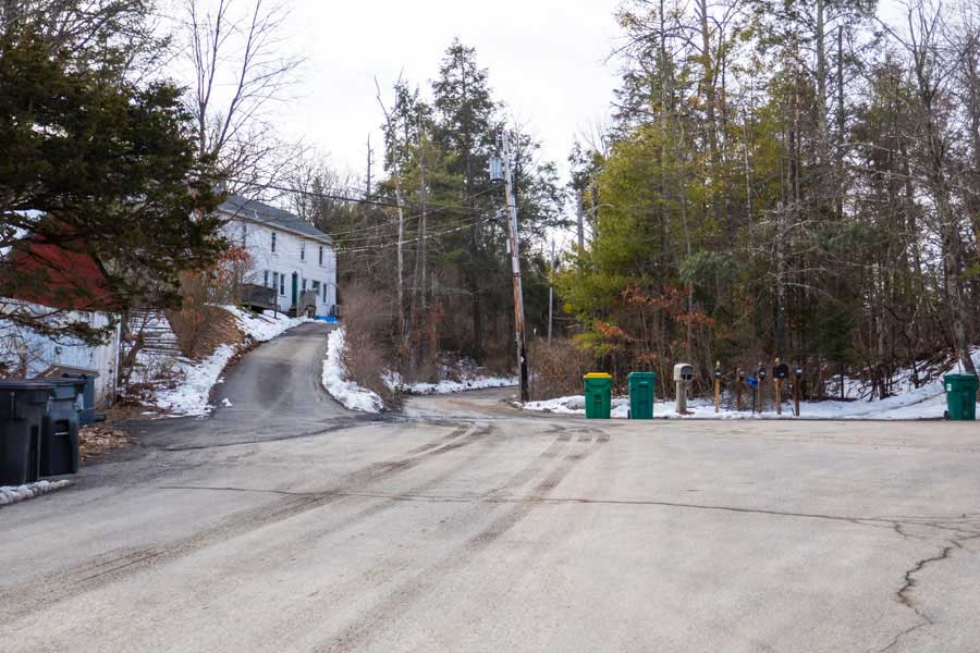  End of Jockey Hill Road and beginning of Woods Road near the Bluestone Wild Forest