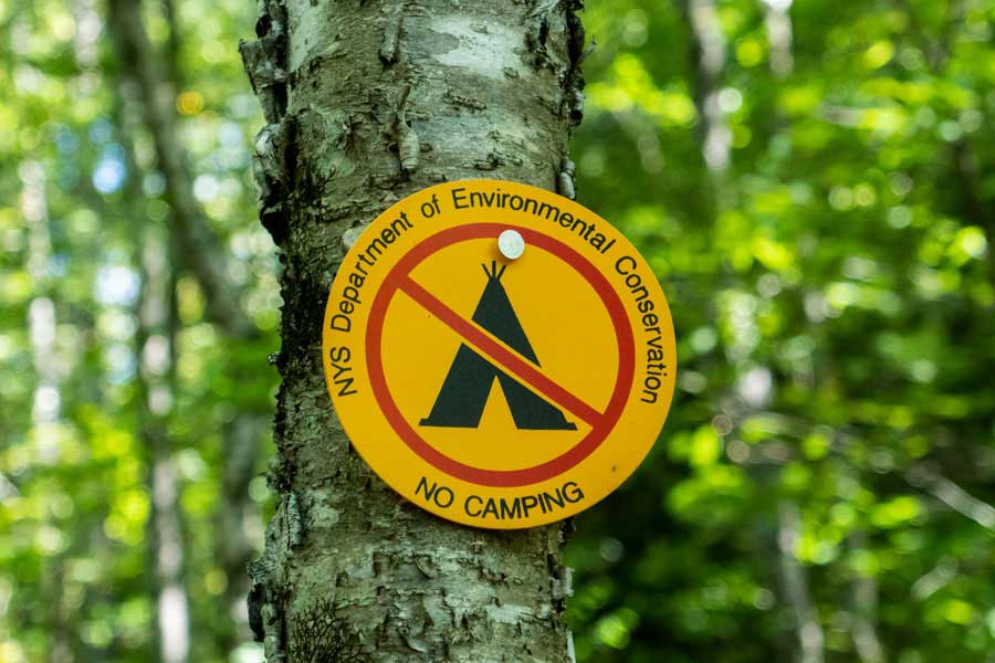 No camping signs on Big Pond