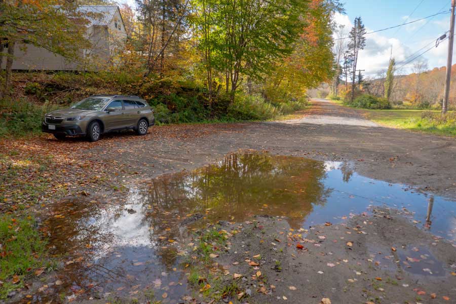 Parking area at the end of Little Spring Brook Road for the Campbell Mtn Trail
