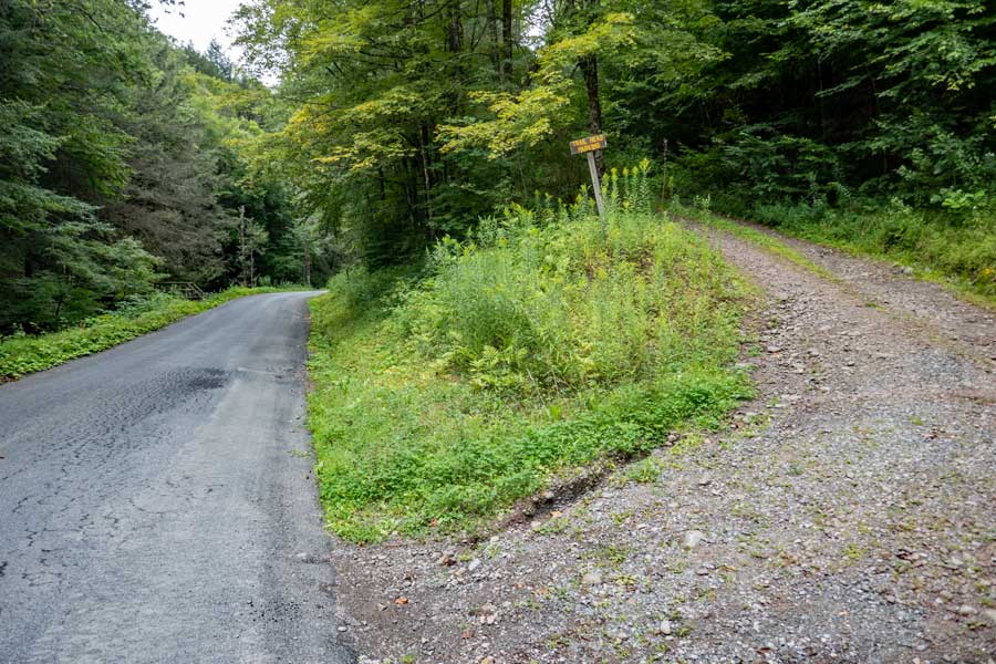 End of the Huckleberry Loop and the DEC access dirt road to parking area #1