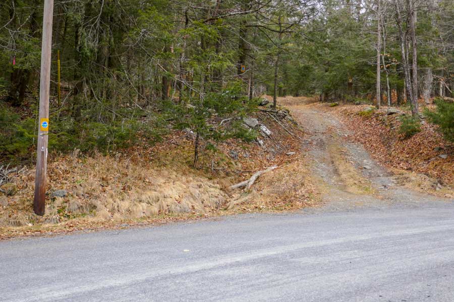 Entrance to the DEC driveway to the parking area for the to Mt Tobias