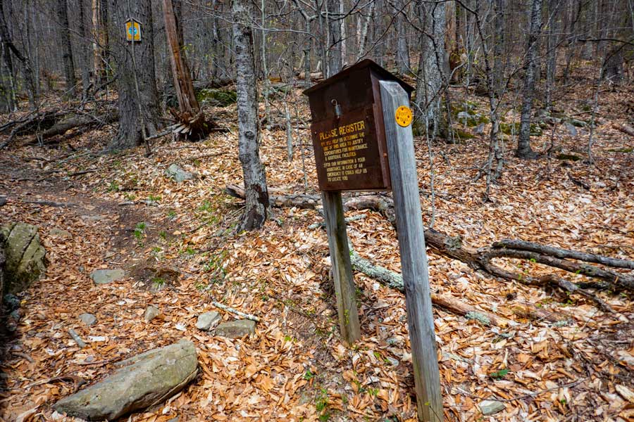 New York State DEC Registration Box for the Phoenicia East Branch Trail from Woodland Valley to Giant Ledge