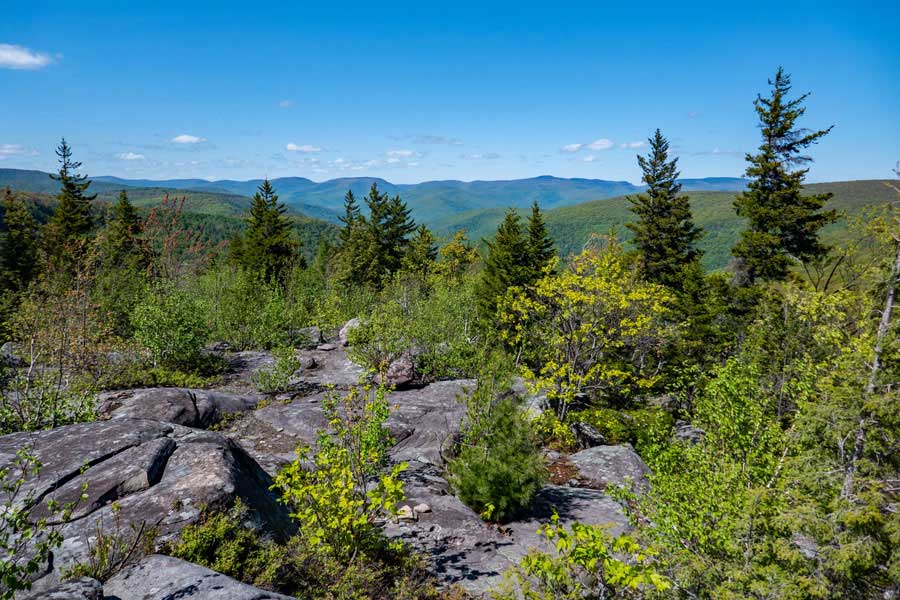 beautiful view of the catskill mountains from the upper section of the Giant Bluestone Slab