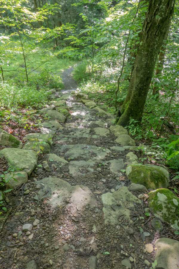 Steps from Peekamoose Road to the bridge for the Ashokan High Point trail