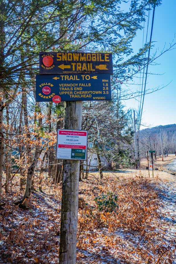 DEC sign and Trail Head for the Vernooy Kill Falls Trail - West 