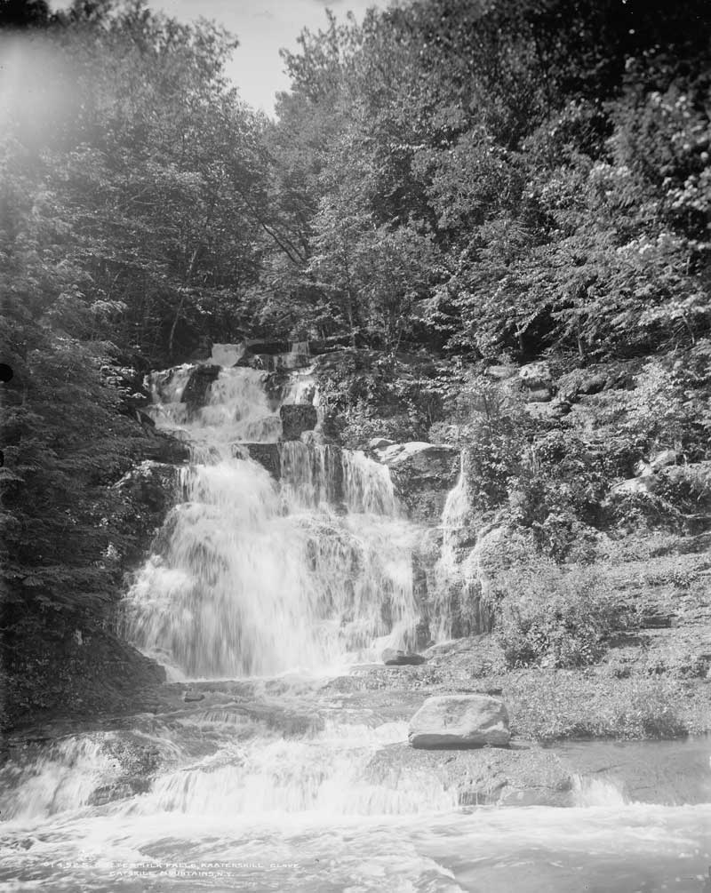 lower buttermilk falls in the Buttermilk ravine in the kaaterskill clove in the catskill mountains at moderate water