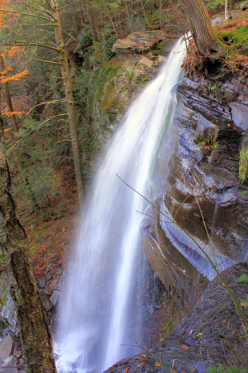 top of buttermilk falls in the kaaterskill clove in the catskill mountains