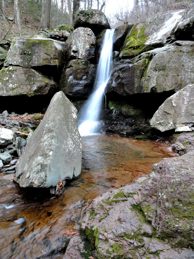triple falls in the Buttermilk ravine in the kaaterskill clove in the catskill mountains at low water