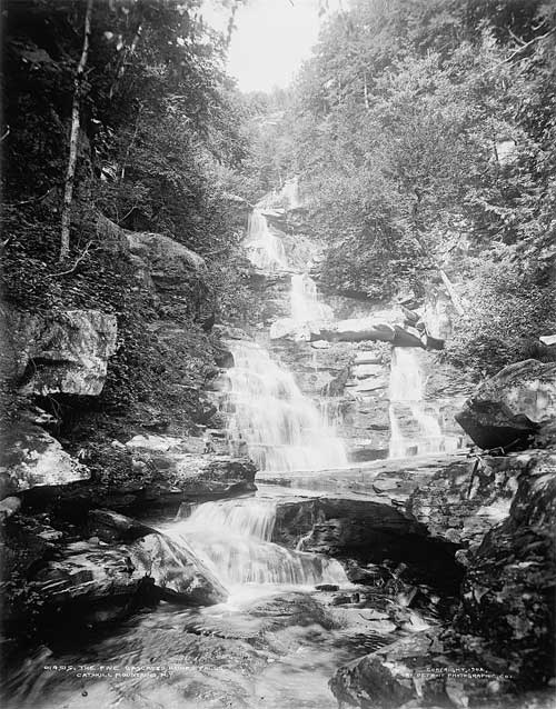 five cascades in twilight park at the top of kaaterskill creek and below haines falls