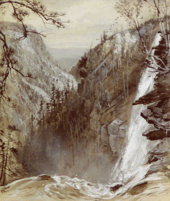 view of haines falls from the top by Harry Fenn in 1883
