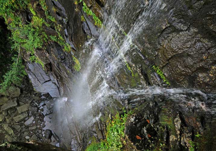 view of wildcat waterfalls from above the DEC trail while looking over the top